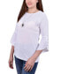 Petite 3/4 Tulip Sleeve Top with Necklace