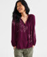 Petite Embroidered Popover Top, Created for Macy's