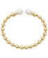 ფოტო #6 პროდუქტის Cultured Freshwater Pearl (9-1/2 x 10-1/2mm) Beaded Cuff Bangle Bracelet