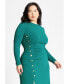 ფოტო #2 პროდუქტის Plus Size Button Detail Midi Dress