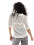 Фото #7 товара & Other Stories relaxed pointelle knitted polo top in off-white