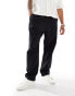 Pull&Bear wide leg casual trouser in black