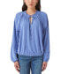 Women's Smocked-Neck Pintuck-Sleeve Top