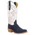 Фото #2 товара R. Watson Boots Midnight Blue Rough Out Embroidered Square Toe Cowboy Womens Si