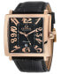 ფოტო #1 პროდუქტის Men's Avenue of Americas Swiss Automatic Italian Black Leather Strap Watch 44mm