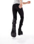 Фото #4 товара ASOS DESIGN platform heeled boots in black faux suede with buckle detail