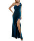 Фото #3 товара Juniors' Rosette-Trim Velvet Evening Gown