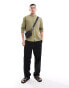 Pull&Bear linen look grandad neck shirt in green grün, XS - фото #4