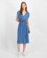 ფოტო #1 პროდუქტის Women's V-Neck Smocked-Waist Fit & Flare Dress