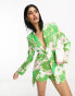 Фото #1 товара ASOS DESIGN slimline tie back suit blazer with linen in retro floral print