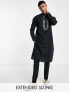 ASOS DESIGN kurta longline shirt with hand embellishment in black linen mix