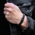 Black leather bracelet Braided Black Black RR-M0026-B