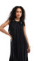 & Other Stories tiered hem maxi dress with gathered tie neck detail and keyhole back in black