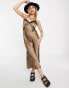 Фото #1 товара Reclaimed Vintage inspired satin midi dress in khaki