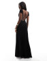 Фото #3 товара ASOS DESIGN shirred bodice short sleeve maxi dress in black