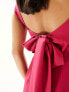 Фото #5 товара Vesper Petite bow back thigh spilt maxi dress in raspberry