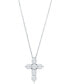 Фото #3 товара Macy's diamond Cross Pendant Necklace (1 ct. t.w.) in 14k White Gold, 16" + 2" Extender