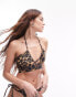 Фото #2 товара Topshop mix and match halter neck bikini top in leopard print