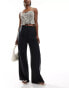 Pimkie side pleat wide leg trousers in black