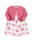 ფოტო #1 პროდუქტის Baby Girls Cotton Dress and Cardigan Set, Blush Rose