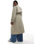 Vero Moda Curve longline belted trench coat in stone