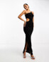 ASOS DESIGN asymmetric one shoulder cut out maxi dress in black