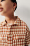 Textured gingham cotton blend shirt