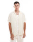 Jack & Jones oversized revere collar jacquard shirt in ecru Buttercreme, M - Chest 100cm - фото #1