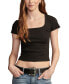 ფოტო #1 პროდუქტის Women's Scoop-Neck Short Sleeve Corset T-Shirt