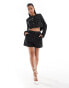 Фото #1 товара In The Style exclusive metallic boucle tailored shorts co-ord in black