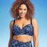 Lands' End Women's UPF 50 Floral Print Underwire Twist-Front Bikini Top - Blue 4