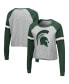 ფოტო #2 პროდუქტის Women's Heathered Gray, Green Michigan State Spartans Decoder Pin Raglan Long Sleeve T-shirt