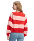 ფოტო #3 პროდუქტის Women's Striped Letterman Crewneck Cotton Sweatshirt