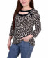 ფოტო #3 პროდუქტის Petite 3/4 Sleeve with Combo Bands and Front Cutout Top