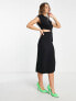 ASOS DESIGN collared cut out split leg midi dress in black