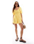 Фото #1 товара Wednesday's Girl shirred bust detail puff sleeve playsuit in yellow