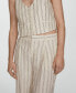 ფოტო #4 პროდუქტის Women's Striped Linen-Blend Pants