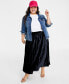 ფოტო #1 პროდუქტის Plus Size Velvet Pleated Midi Skirt, Created for Macy's