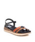 Women's Cross Strap Sandals, Black With Brown Accent