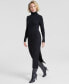 Фото #1 товара Women's 100% Cashmere Turtleneck Midi Sweater Dress, Regular & Petites, Created for Macy's