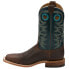 Justin Boots Austin 11 Inch Embroidery Square Toe Cowboy Mens Blue, Brown Casua