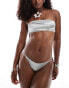 Фото #1 товара Monki mix and match bikini thong in metallic silver