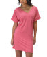 ფოტო #5 პროდუქტის Solid Color Loose Fit V Neck T Shirt Style Women's Knee Length Dress