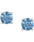 Lab-Created Blue Diamond Solitaire Stud Earrings (1/2 ct. t.w.) in Sterling Silver