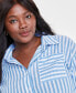 Фото #3 товара Trendy Plus Size Striped Shirt, Created for Macy's