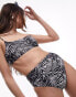 Topshop high waist high leg bikini bottoms in mono animal print