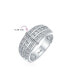 Art Deco Cubic Zirconia Half Eternity Channel Set Princess Cut CZ Dome 3 Row Wide Statement Band Ring For Women .925 Sterling Silver Comfort Fit 8MM