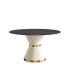 Фото #6 товара 53.15" Modern Artificial Stone Round White Carbon Steel Base Dining Table-Can Accommodate 6 People