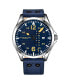 ფოტო #1 პროდუქტის Men's Aviator Blue Leather , Blue Dial , 51mm Round Watch