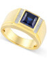 ფოტო #1 პროდუქტის Men's Tiger's Eye and Diamond Accent Ring in Sterling Silver